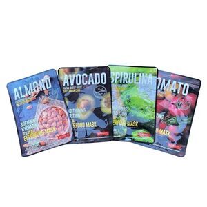 New Four Dermal Superfood Facial Beauty Masks Avocado Almond Tomato Spirulina
